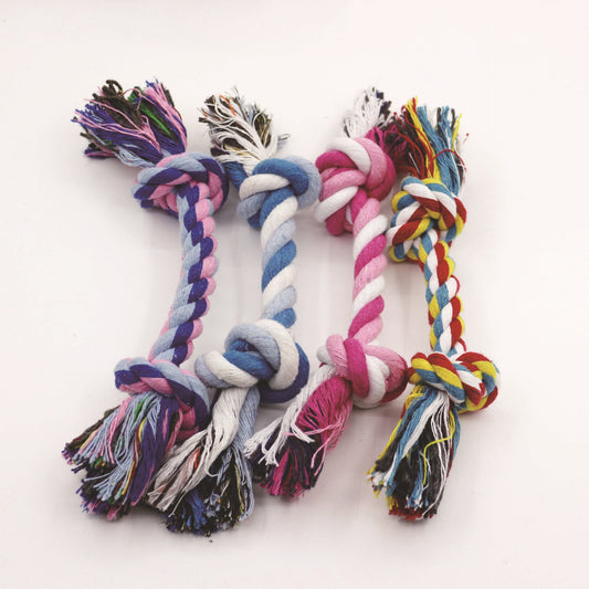 Bite resistant colorful double knot cotton rope