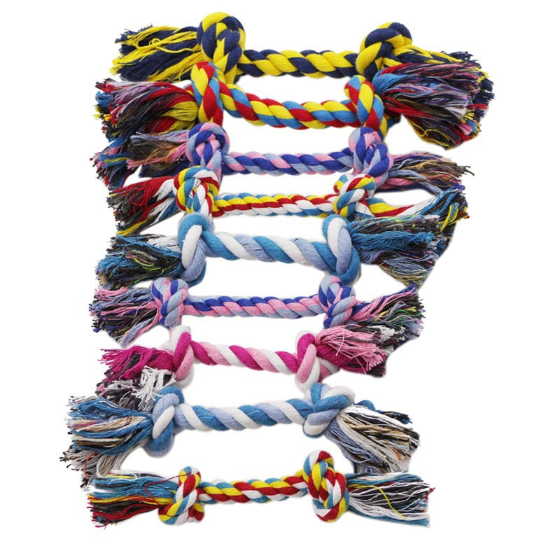 Bite resistant colorful double knot cotton rope