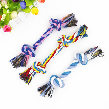 Bite resistant colorful double knot cotton rope